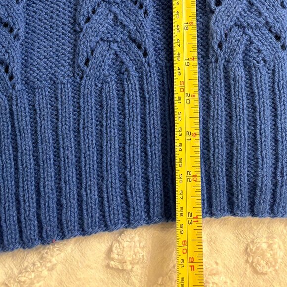 VTG Cozy Blue Cable Knit Button-Front Sweater Vest  Classic Chunky Knit Layer - Picture 9 of 10